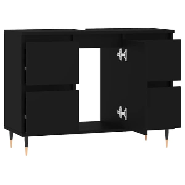 vidaXL badeværelsesskab, sort, 80x33x60 cm, træbaseret materiale