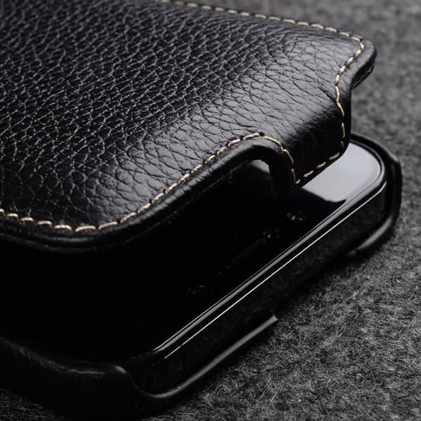 MELKCO Flip-etui til iPhone 15, læder, sort