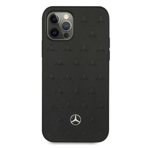 Mercedes Læderetui med Stjernemønster til iPhone 12 Pro Max, Sort