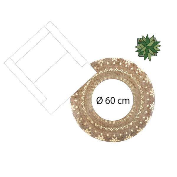 Pyöreä juuttimatto 115 cm