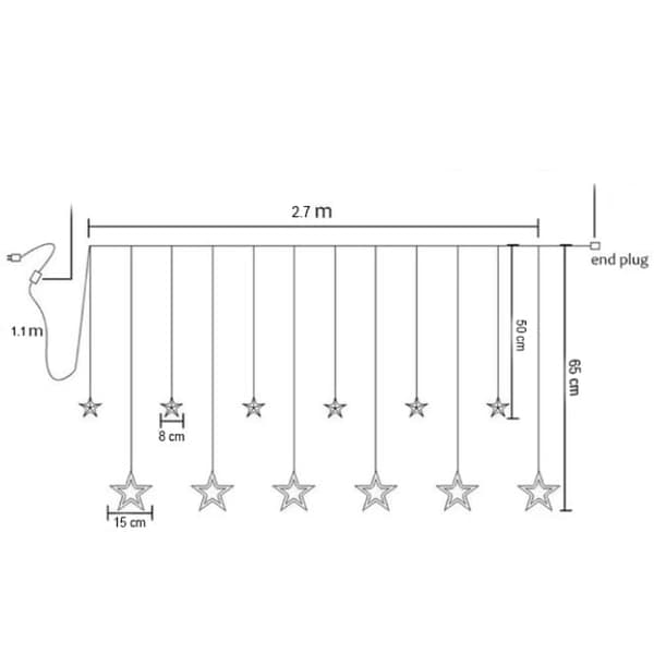 LYSGARDIN STJERNER JULEPYNT LAMPER 120 LED VARM HVID