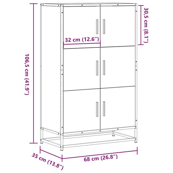 vidaXL højskab brunt egetræ 68x35x106,5 cm