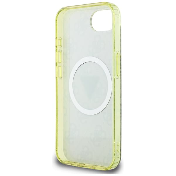 Guess IML Metal Glitter 4G Circle Triangle MagSafe-etui til iPhone 16e brunt