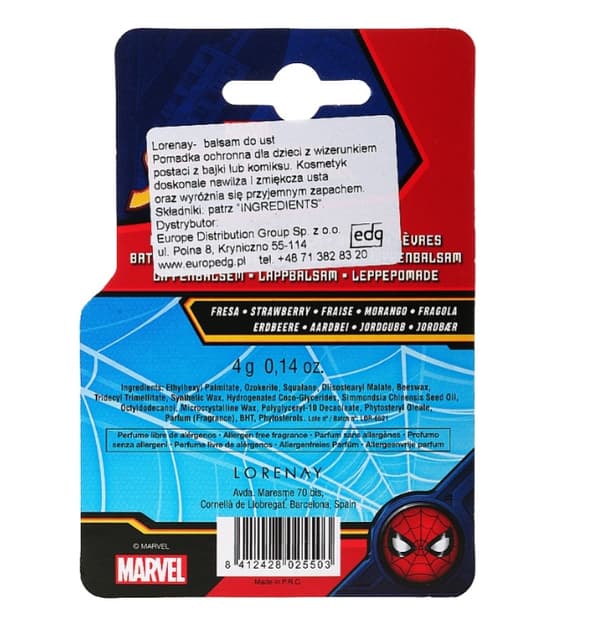 Spiderman jordbær læbepomade til børn 3+ Magic Bath 4g