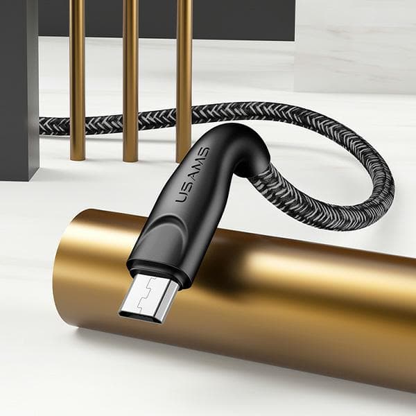 USAMS Flätad U41 USB-A till MicroUSB-kabel 2m 2A Röd