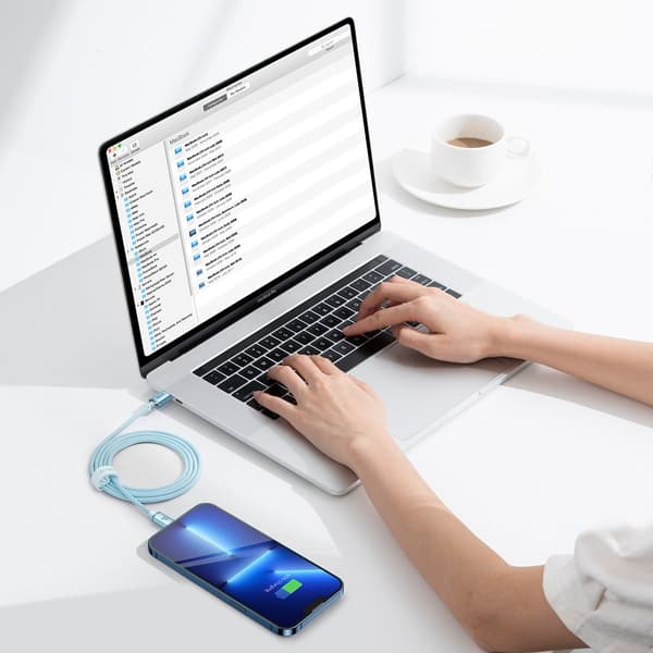 USB-C iPhone Lightning Kabel Hurtigopladning 20W 1,2m Blå