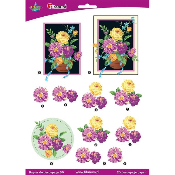 3D buket decoupage papirark