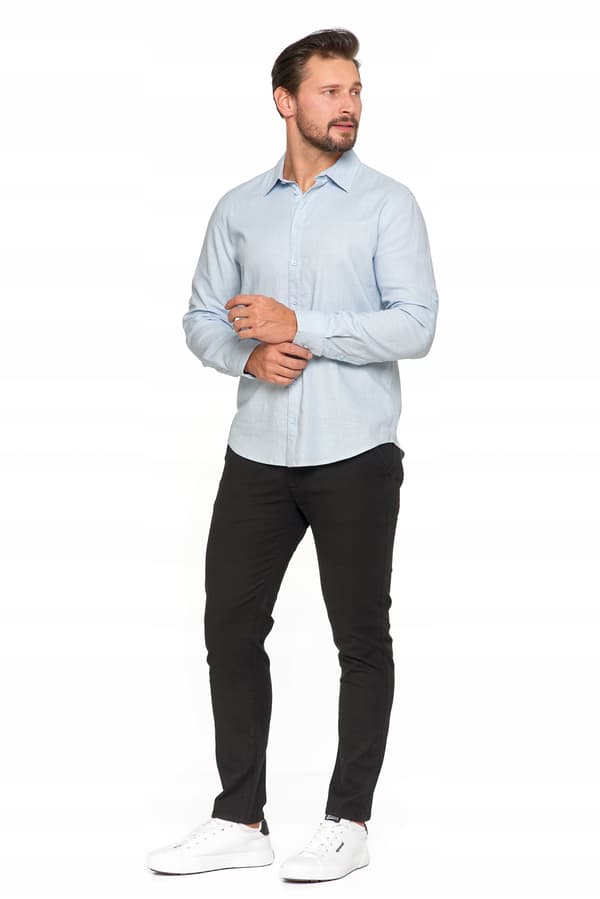 Moraj herrelinnesskjorte med lange ærmer, let, elegant, klassisk, L blå
