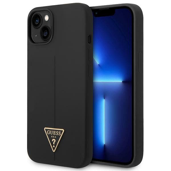 Guess Silikone Trekantet Logo Etui til iPhone 14 Plus, Sort