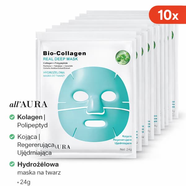 all'AURA set Hydrogel kollagenmask x10 grön