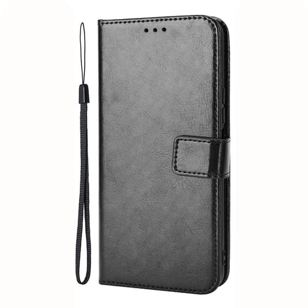 Crazy Horse Pung Flip Etui til Realme C71, Sort
