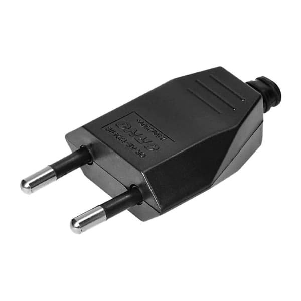 Fladt stik uden jordforbindelse 2,5A 250V sort 1 stk.