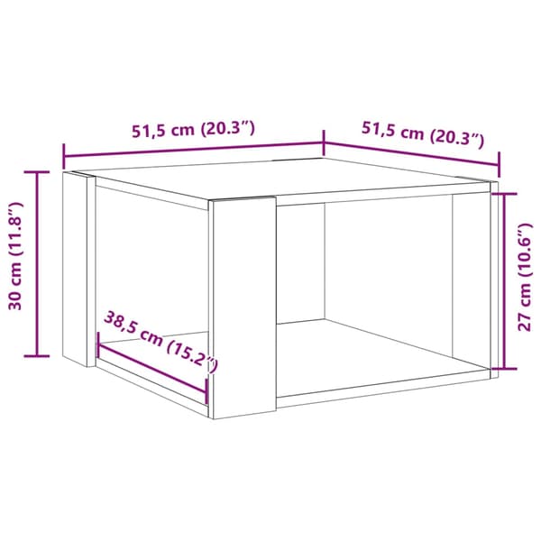 vidaXL sofabord brunt egetræ 51,5x51,5x30 cm
