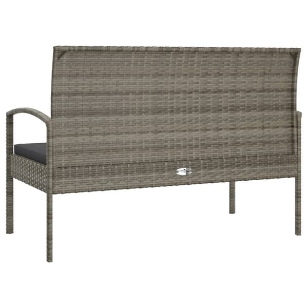 vidaXL Puutarhapenkki tyynyllä, harmaa, 105 cm, polyrottinki