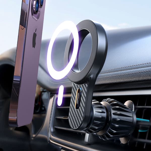 Magnetisk iPhone-bilholder med MagSafe til luftventil, sort