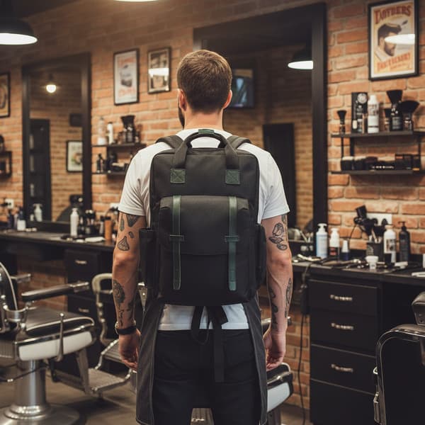 Frisørrygsæktaske til tilbehør, rummelig sort Satchel