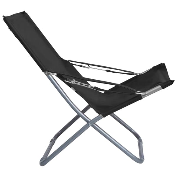 vidaXL foldbare strandstole, sæt med 2, stof, sort