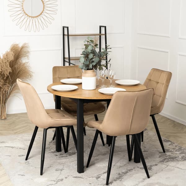 RIO Beige Velour Moderne Loft Spisebordsstol med Polstring