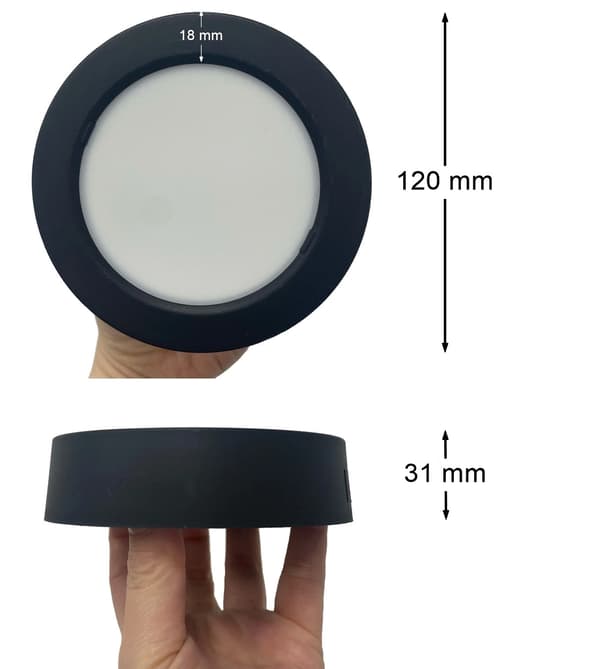 Rund LED-loftlampe til overflademontering 6W 12cm 4000K neutral sort