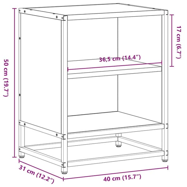 vidaXL sengebord brunt egetræ 40x31x50 cm