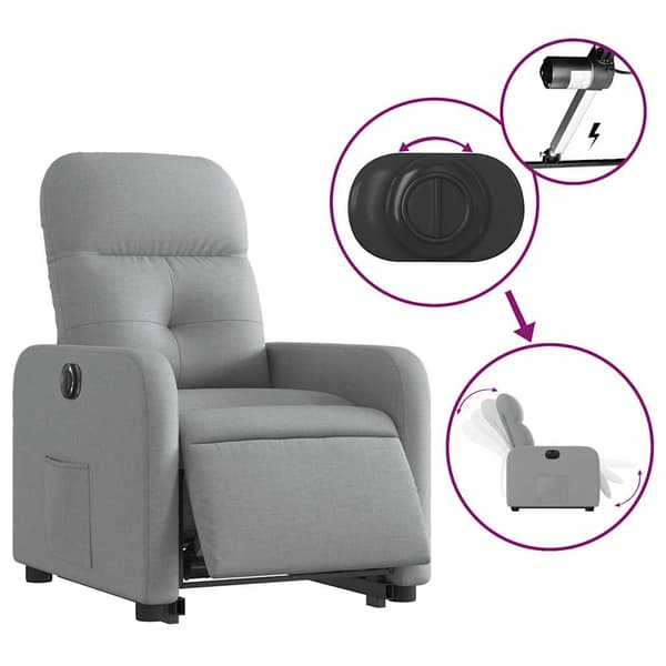 vidaXL Elektrisk lyftande massagefåtölj ljusgrå