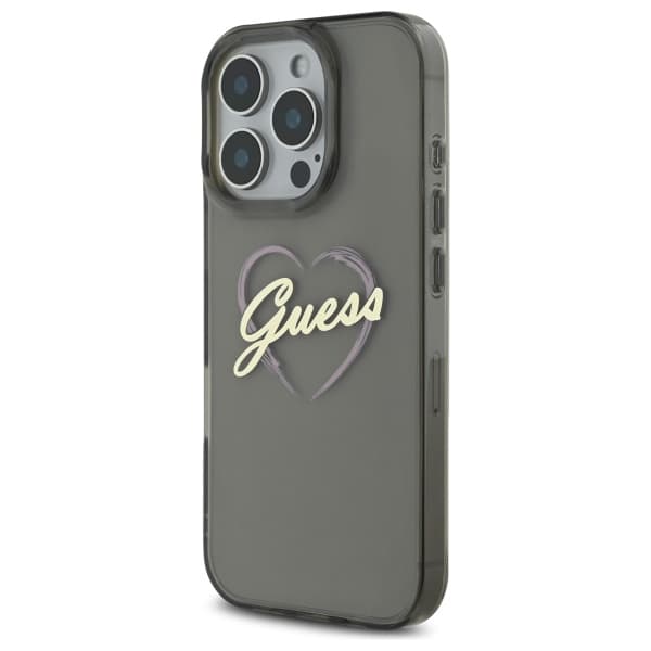 Guess IML Heart-etui til iPhone 16 Pro Max, sort