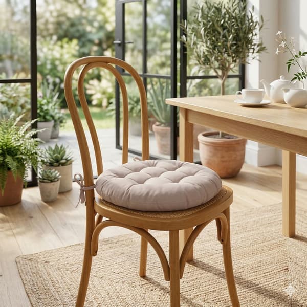 Beige rund stolehynde