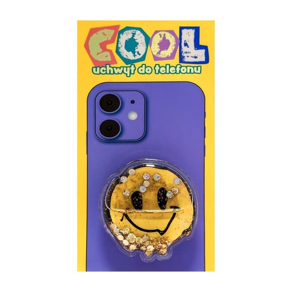 Cool telefonholder. Smiley ansigt.