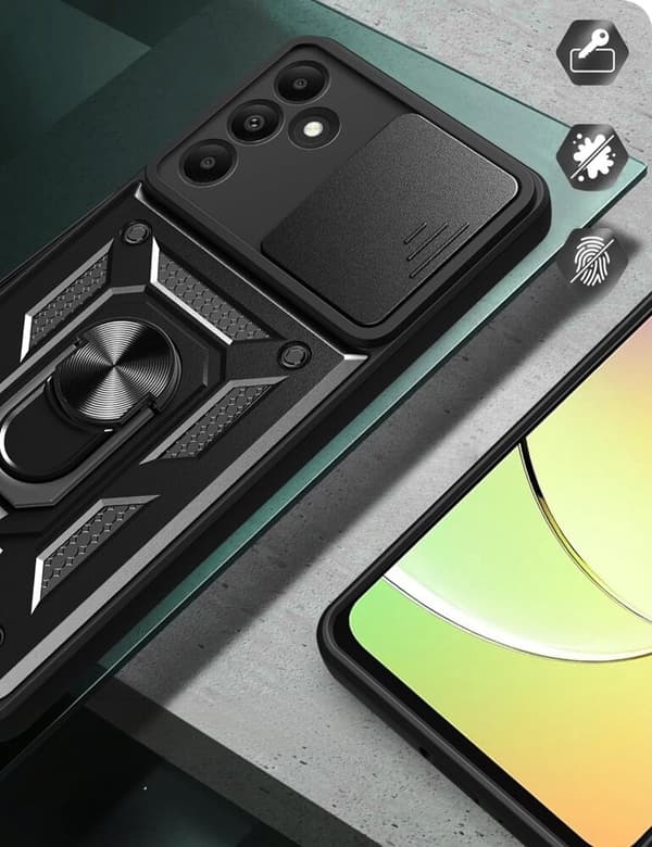 Pansret cover til Samsung Galaxy M15 5G, CamShield Slide, sort