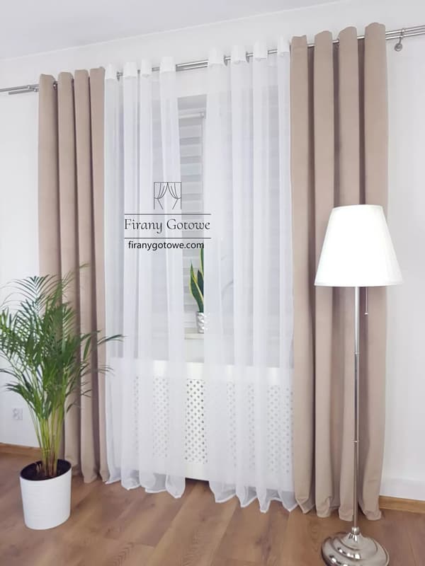 Fløjlsgardin med snørehuller, beige
