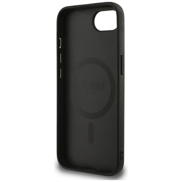 Guess Peony Script Logo MagSafe -kotelo iPhone 16e:lle, musta