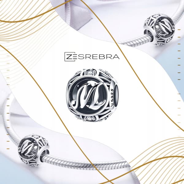 Berlocker bokstaven M silver 925 silver bokstavspärla hänge berlocker pr S925