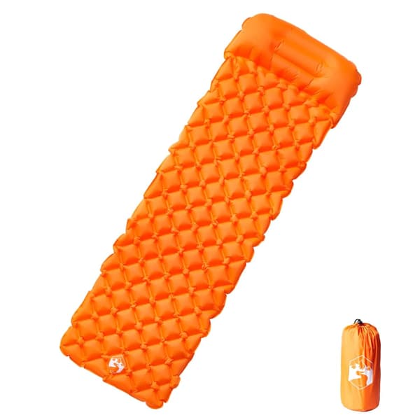 vidaXL Campingmadrass med kudde, 1 person, orange