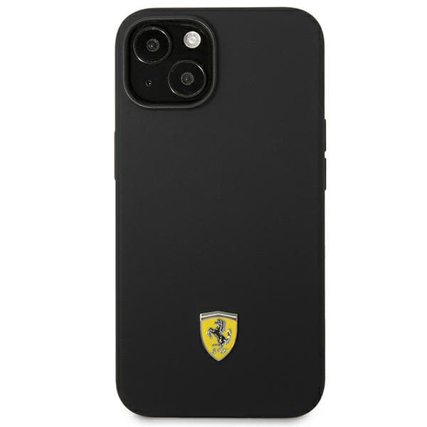 Ferrari Silikone Metal Logo Etui til iPhone 14, Sort