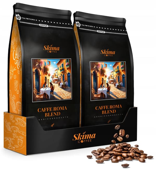 Kaffebønner 1kg x2 CAFFE ROMA BLEND (SPECIALUDGAVE) til kaffemaskinen + GRATIS