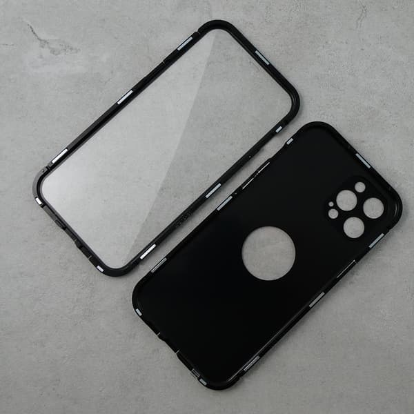 iPhone 12 Pro cover, dobbelt glas, Magsafe, sort