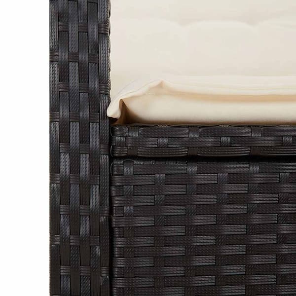 vidaXL havemøbelsæt med 2 dele og hynder, sort, polyrattan