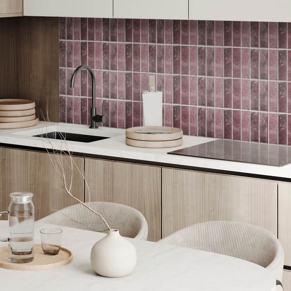 Selvklæbende vinyltrykte fliser lodrette mosaikstriber 6x60x30 cm