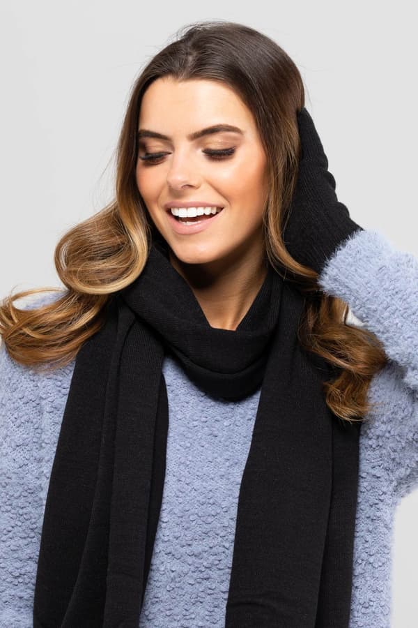 SCARF*05 dame vintertørklæde sort farve
