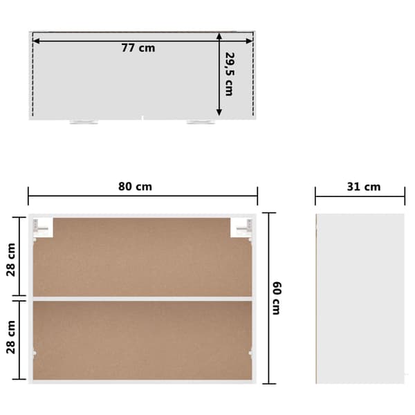 vidaXL vægskab hvid 80x31x60 cm spånplade