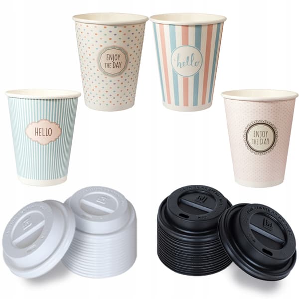 Pappersmuggar med pastellfärger 250ml 100 bitar te varma drycker