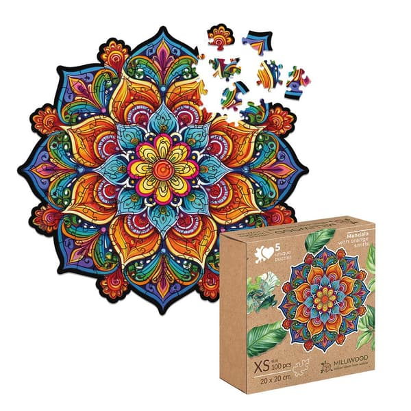 Träpussel. Mandala. Glädje.
