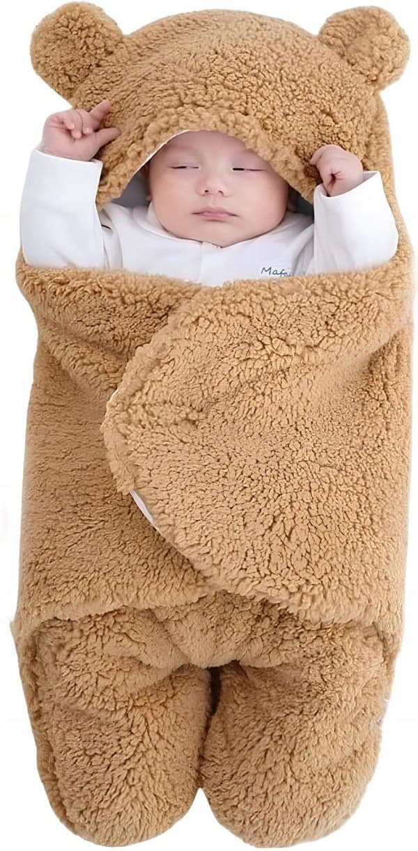 Sovepose babykokon bamse pels brun L75G