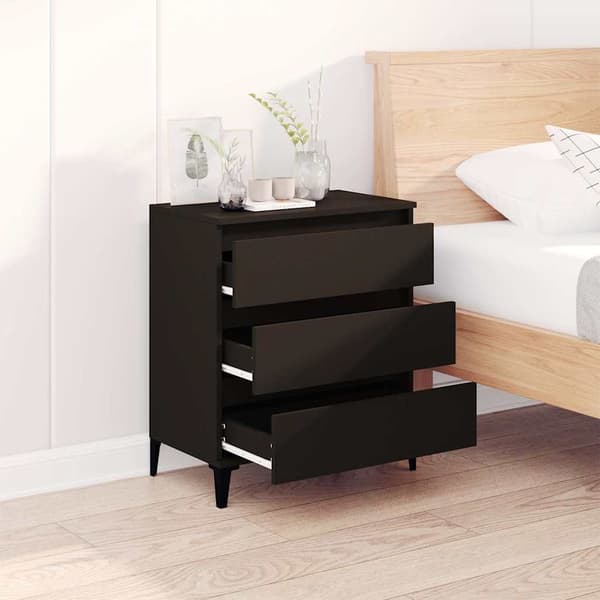 vidaXL kommode, sort, 60x35x70 cm, træbaseret materiale