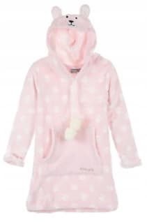 Nattrøje fleece pink med hætte pyjamas 4