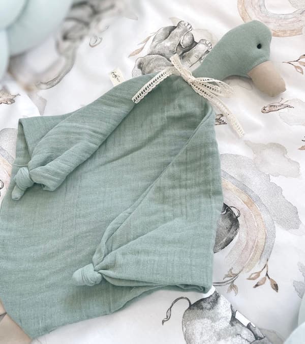 Håndlavet muslin gåsebamse (boho grøn)
