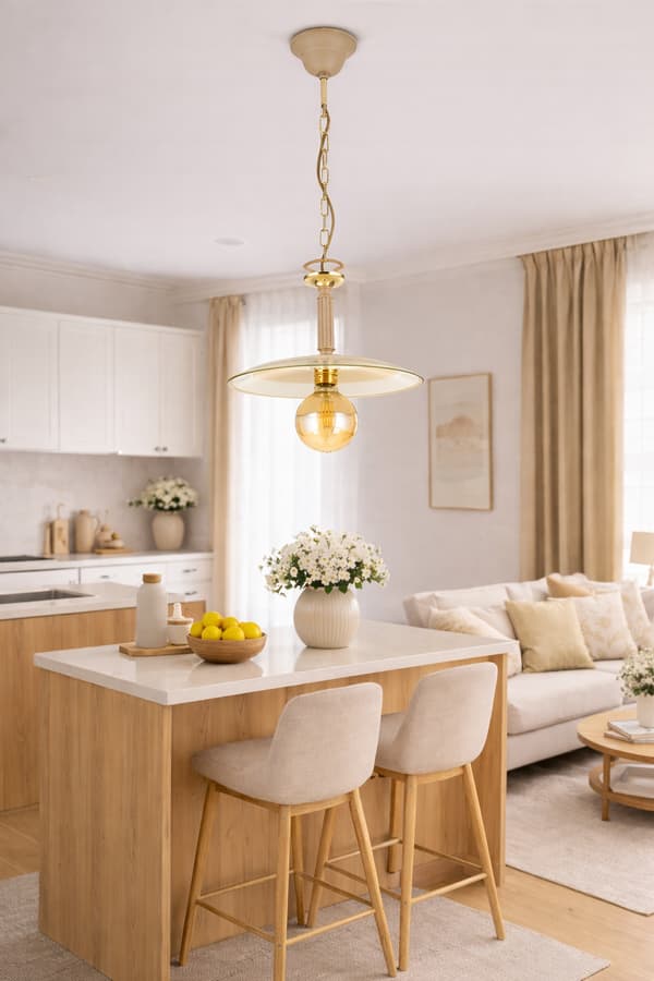 Luna Beige glaspendel 1xE27 47