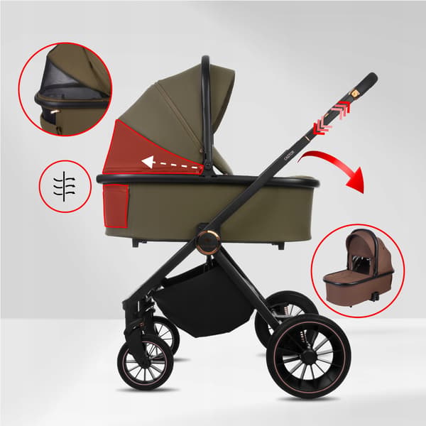 BabyLux CASTOR 2-i-1 klapvogn, gondol, let, foldbart sæt