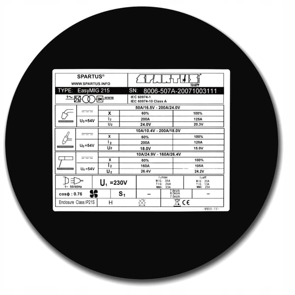 SPARTUS EasyMIG 215 LCD Easy MIG 200A 230 -hitsauskone