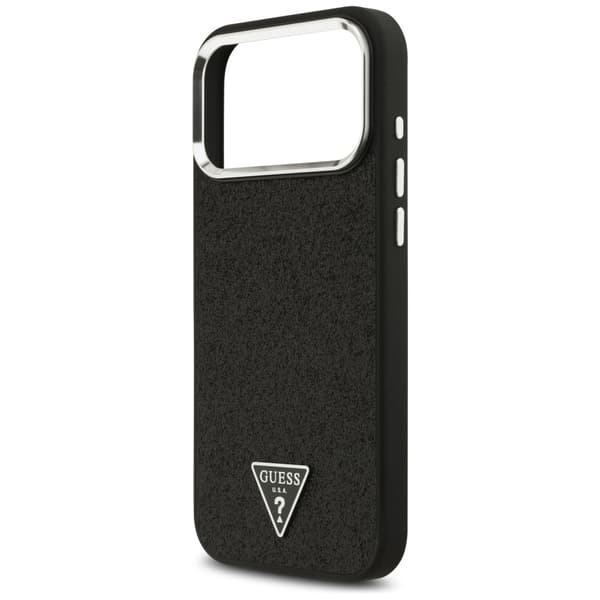 Guess Glitter Triangle Logo MagSafe-etui til iPhone 17 Pro Max, sort